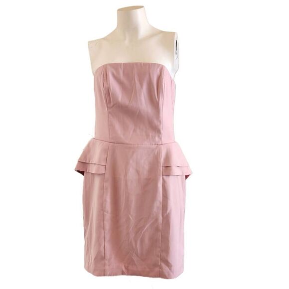 H&M womens size 12 pink mauve blush formal evening dress strapless peplum - Picture 1 of 5